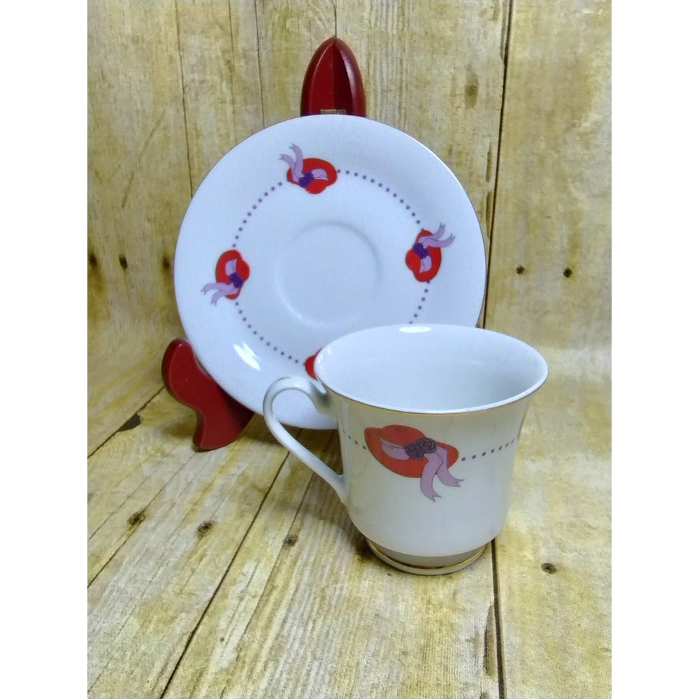 Vtg Darice Red Hat Socitey Tea Cup and Saucer (MS)